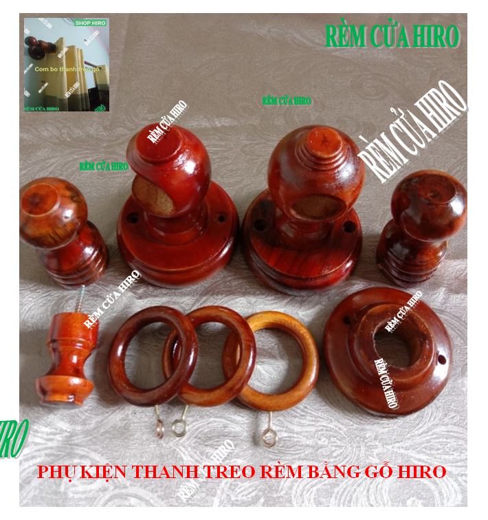 Phụ kiện thanh treo rèm màn cửa gỗ hiro shop