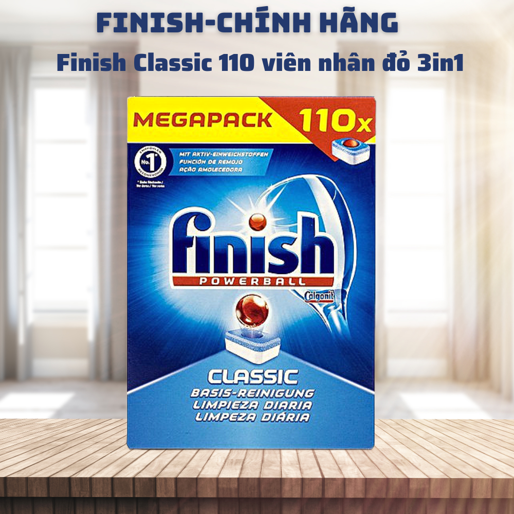 Viên rửa bát Finish Classic 110 viên/ hộp siêu tiết kiệm dùng cho máy rửa chén bát