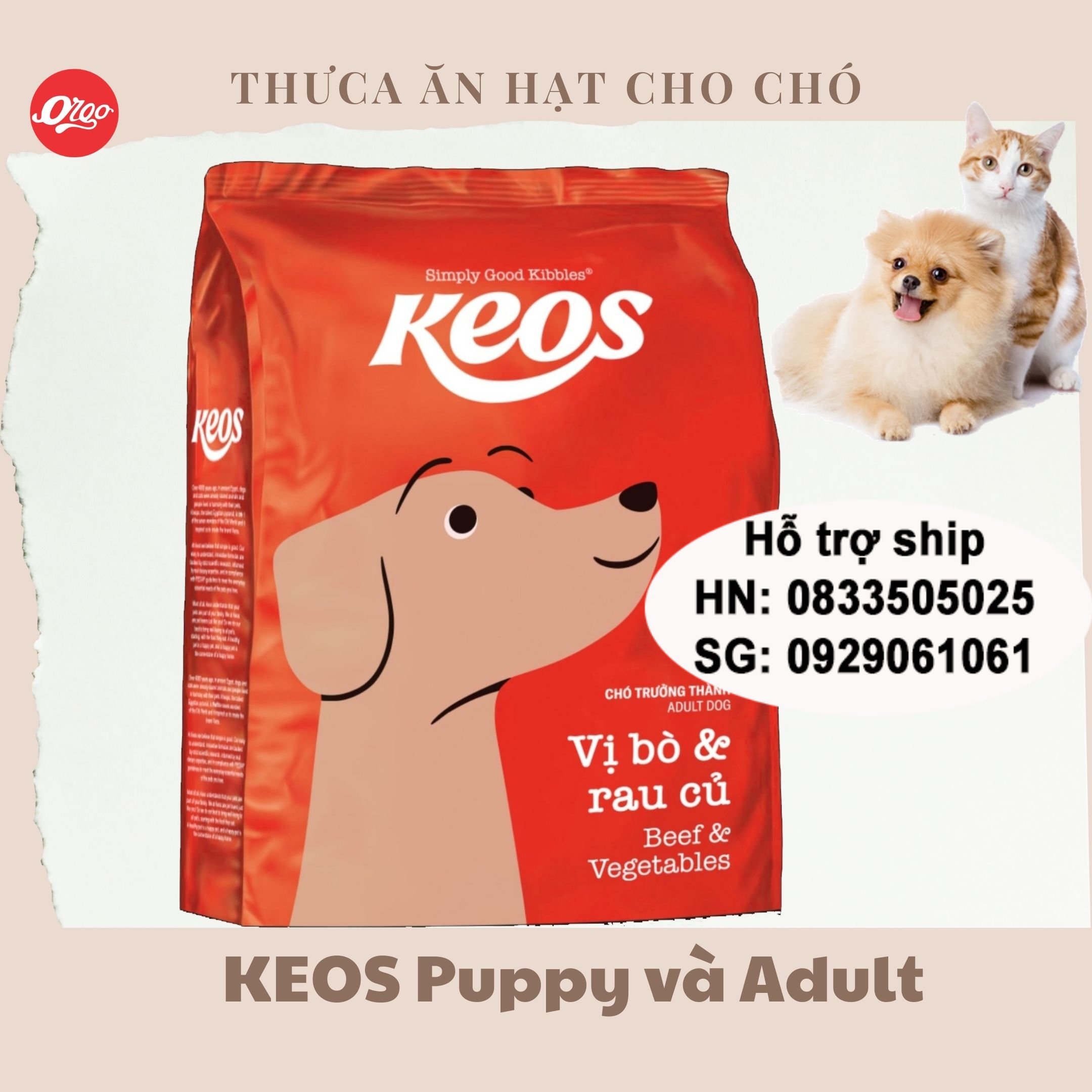 KEOS thức ăn cho chó dạng hạt dành cho chó mọi lứa tuổi