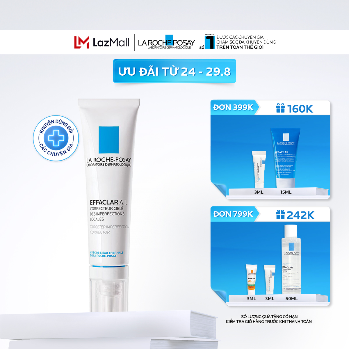 Kem giảm mụn chuyên biệt La Roche Posay Effaclar A.I 15ml