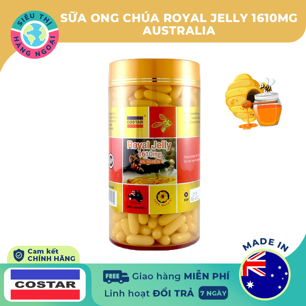 [CHÍNH HÃNG] Viên uống sữa ong chúa Costar Royal jelly 1610mg [Duy trì sắc đẹp;Chậm tiến trình lão hóa;Điều hòa huyết áp] Hàng ÚC (được bán bởi Siêu Thị Hàng Ngoại)