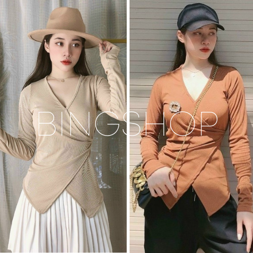 Áo body thiết kế Guuhouse cổ tim vạt chéo cao cấp