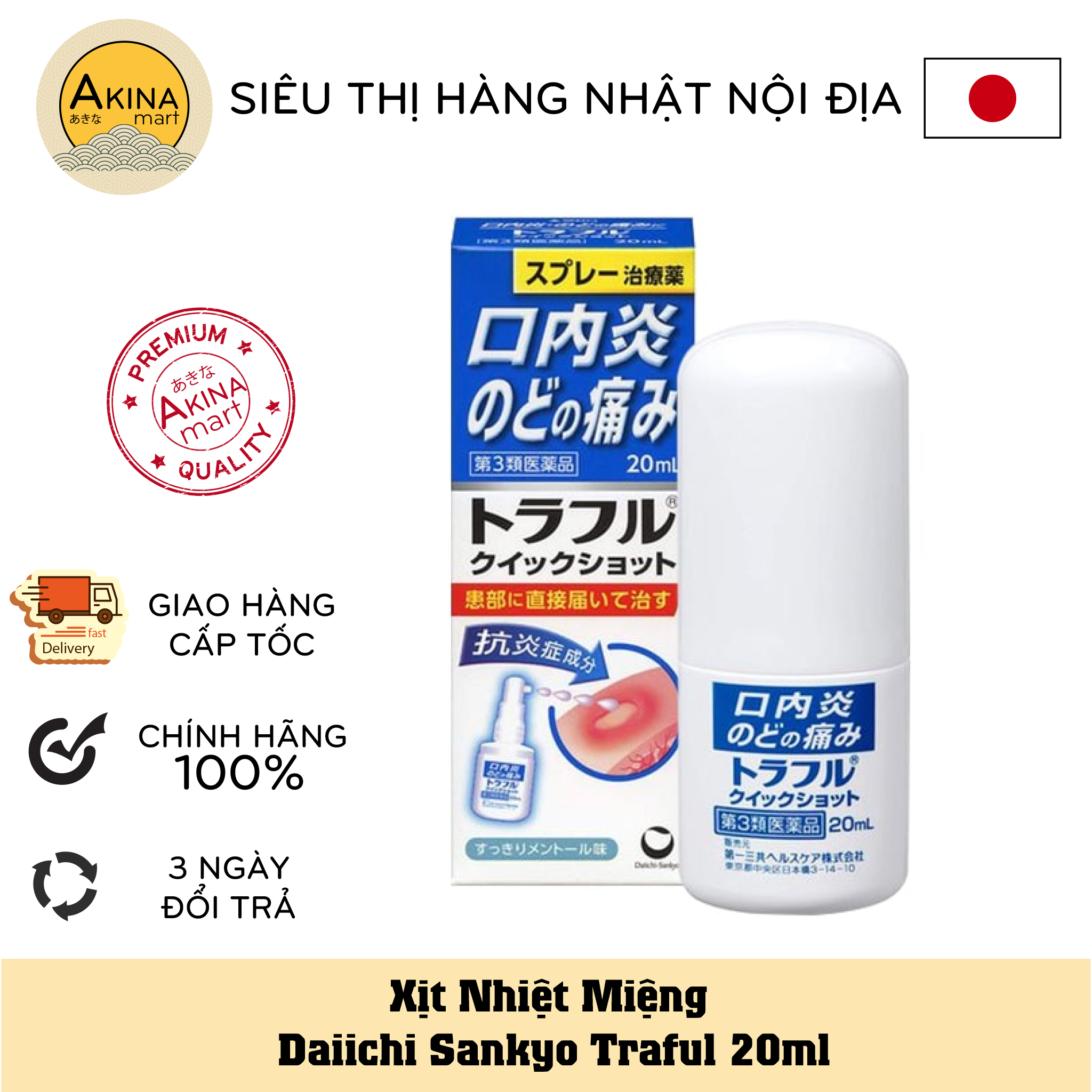Xịt nhiệt miệng Daiichi Sankyo Traful 20ml