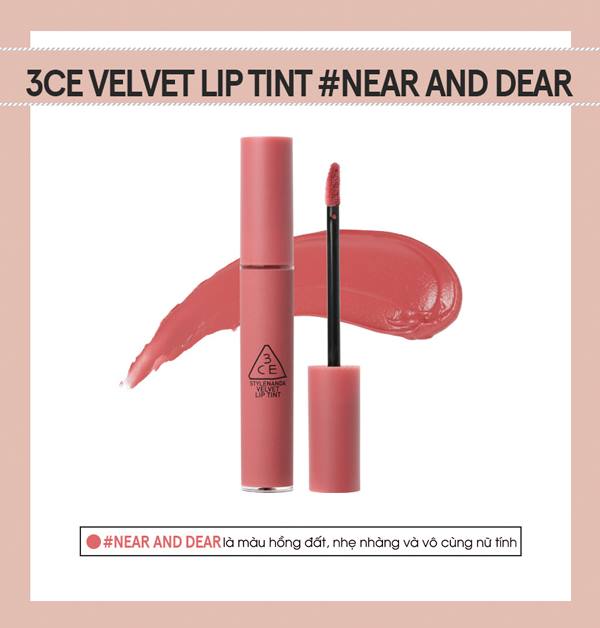Son 3CE velvet lip tint màu hồng đất