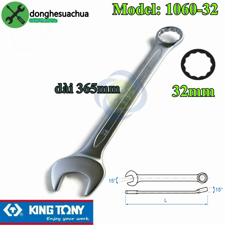 Cờ lê vòng miệng 32mm kingtony 1060-32 dài 365mm