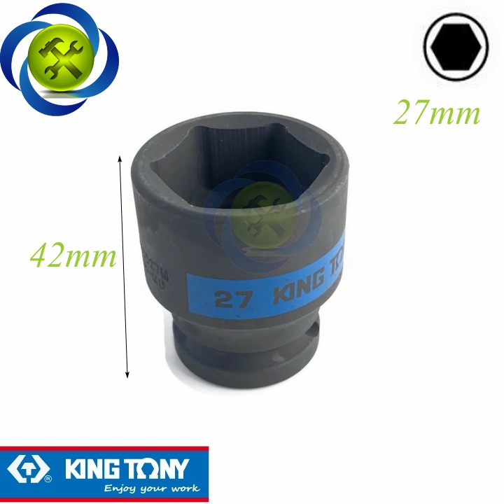 Tuýp đen ngắn kingtony 453527m 27mm 1/2 6 cạnh