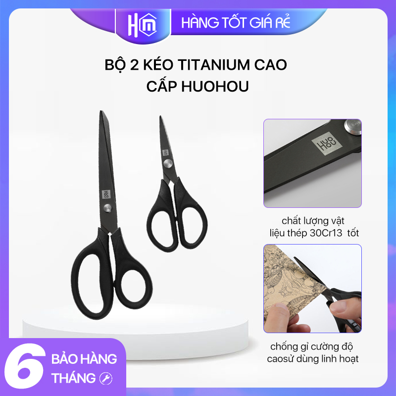 Bộ 2 kéo titanium cao cấp Huohou Youpin Siêu sắc bén độ bền cao