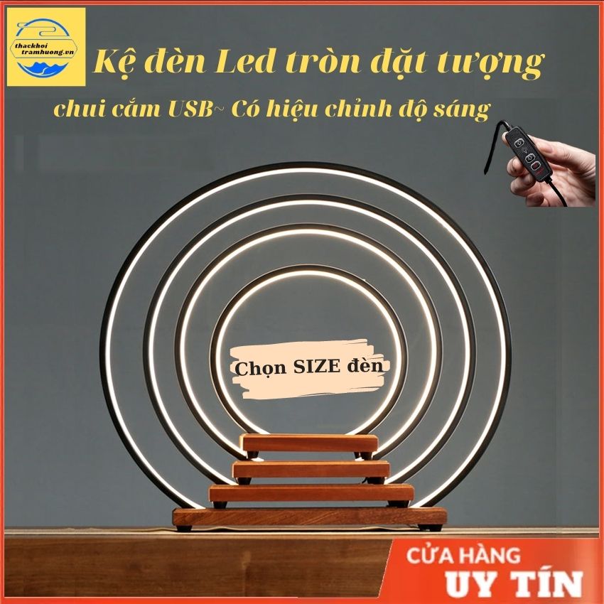 Kệ đèn hào quang đặt tượng phật Size đèn 30cm 40cm - Kệ đèn led trang trí decor,thác khói trầm hương đèn Led