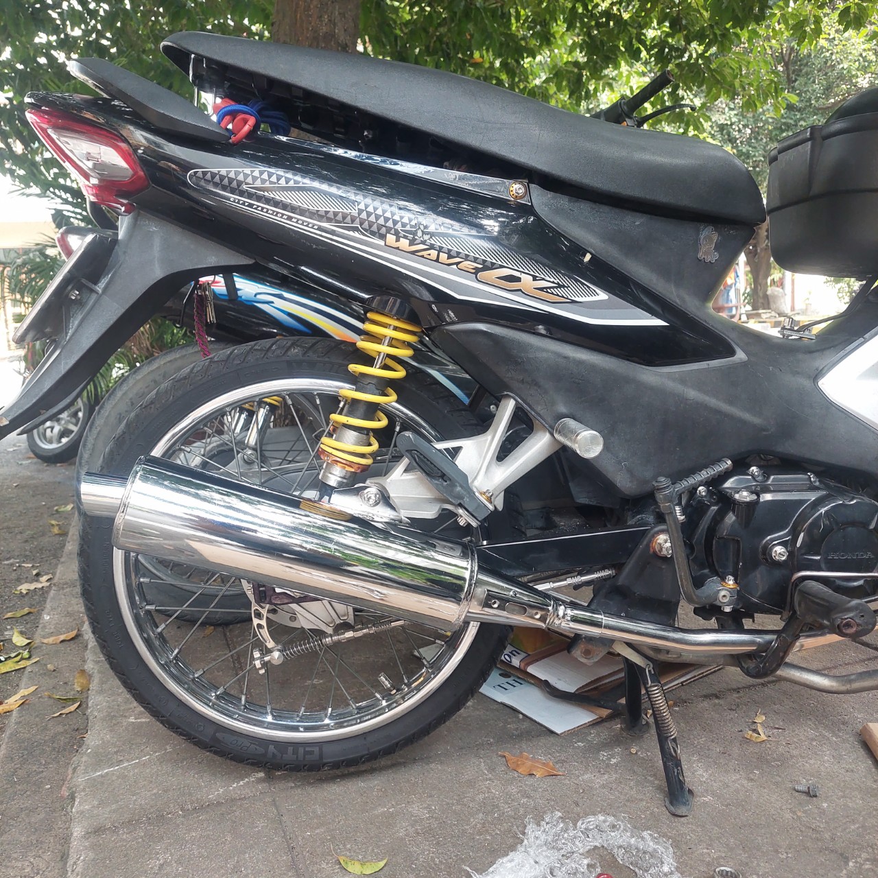 Pô RSX inox gắn wave 110 2017 đến 2023 ,wave a 100, rs100 ,wave blade, ws110