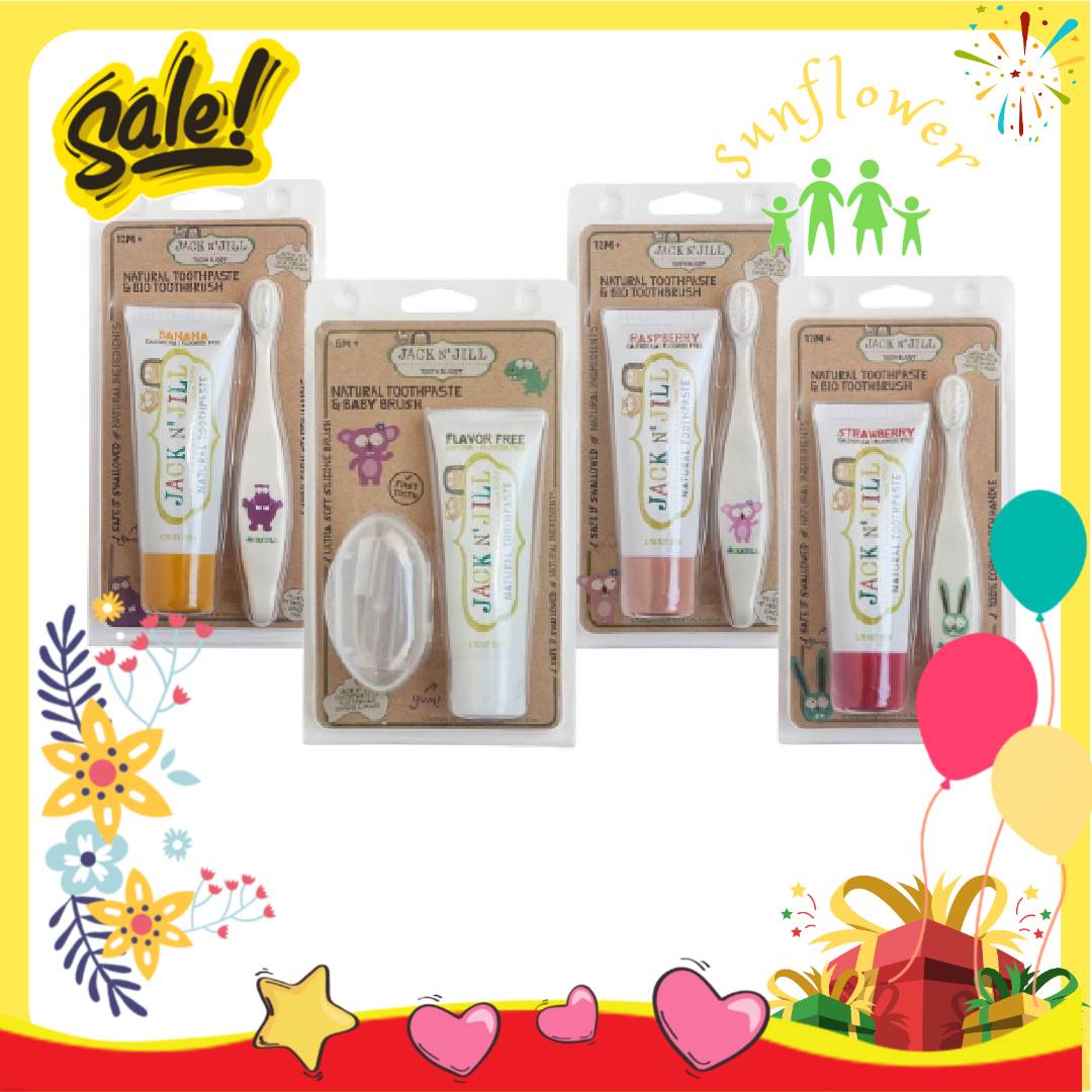 Bàn chải jack n' jill organic kem đánh răng hữu cơ cho bé - shop sunflower