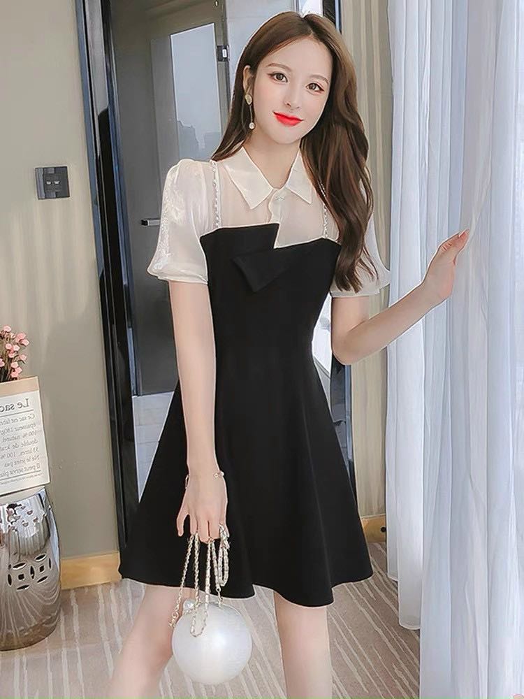 Đầm xòe dự tiệc tiểu thư phối cổ sơ mi siêu dễ thương