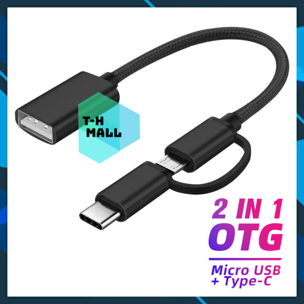 Đầu jack chuyển đổi OTG 2 trong 1 / 2 in 1 MicroUSB Type C to USB-A cho Samsung Xiaomi LG