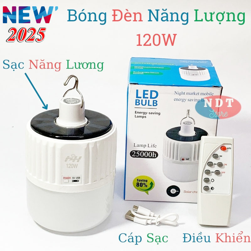   BẢO HÀNH 6 THÁNG  bóng đèn tích điện 120w siêu sáng có điều khiển -REMOTE hỗ trợ sạc năng lượng mặt trời  sáng 4 chế độ chống nước tuyệt đối có móc treo tiện lợi 