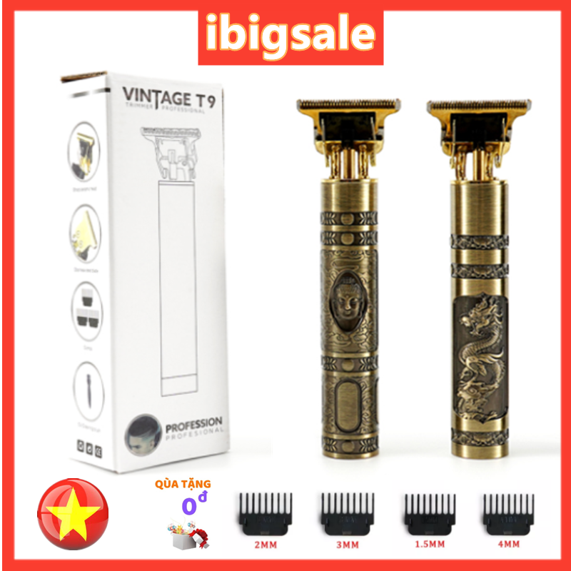 Tông đơ cắt tóc VINTAGE T9 điêu khắc và tạo kiểu tóc đơn giản, tông đơ hớt tóc, tăng đơ tặng nhiều phụ kiện, Cao cấp Salon và Gia Đình Công Suất Mạnh Mẽ Pin khủng 1200 mAh