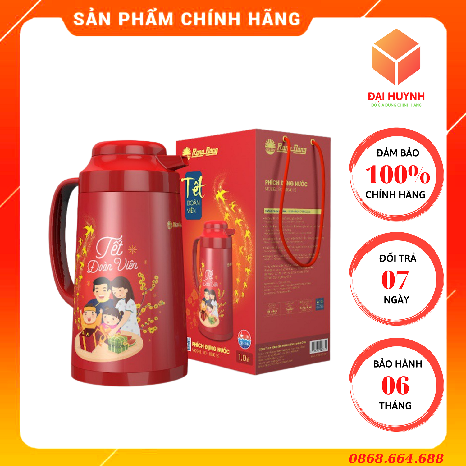Phích tết đựng nước, pha trà 1 lít cao cấp chính hãng rạng đông rd 1040 ts