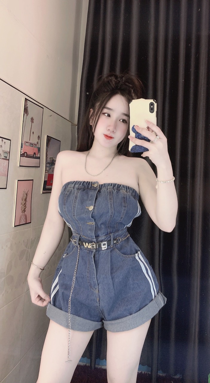 Jum jean áo ống bò cúp ngực quần đùi fom dáng trẻ trung hàng QCCC cực xinh ls9326329