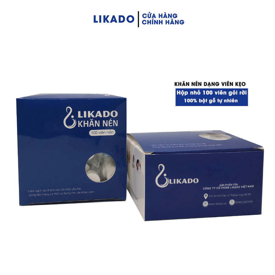 Khăn giấy nén du lịch Likado viên bọc kẹo hộp 100 viên