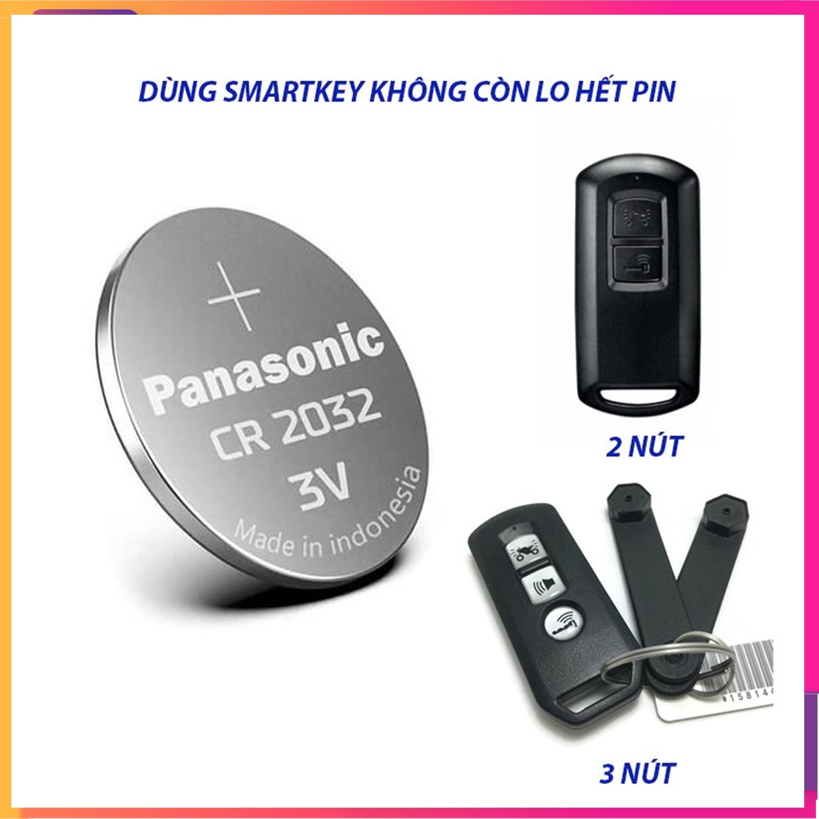 Pin chìa khóa Smartkey Honda CR2032 dùng cho xe Honda Sh, Air blade, Vision, Lead, Vario ( 1 viên)
