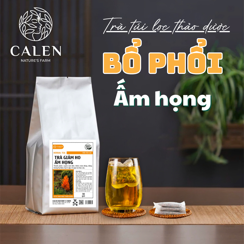 Trà bổ phổi ấm họng Calen Nature's Farm bổ phế, bổ phổi giảm ho khan, ho gió, tiêu đờm, ấm họng bịch 30 gói