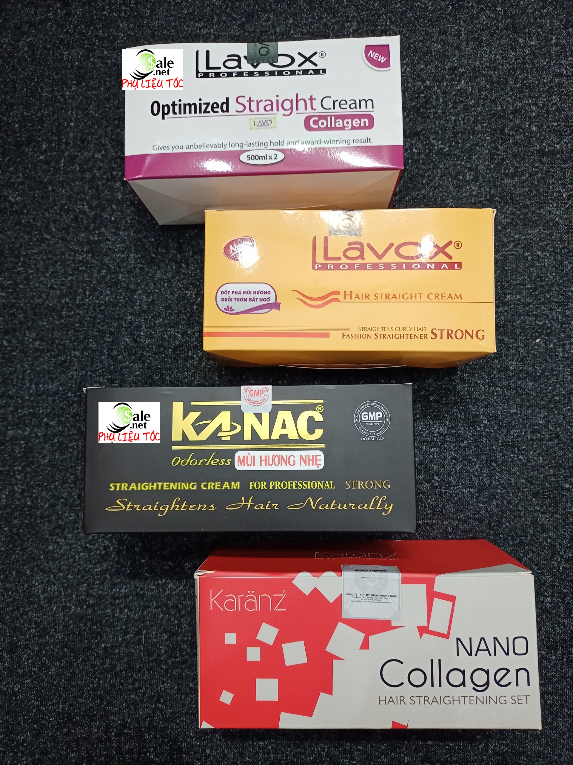 500ml x2 Dung dịch duỗi tóc Kanac, lavox cam, lavox tím, karanz đỏ
