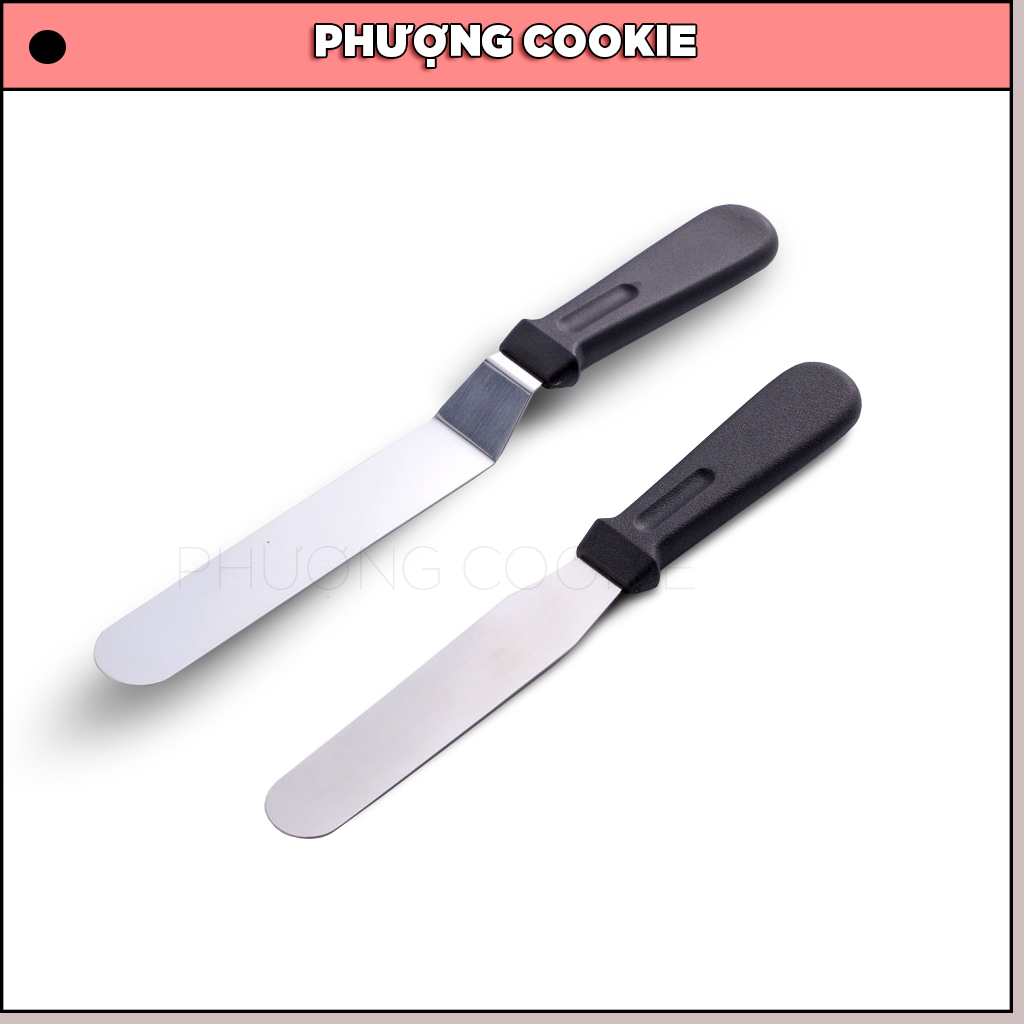 Dao chà láng bánh kem thẳng, cong, gấp khúc dài 32 cm - cán nhựa