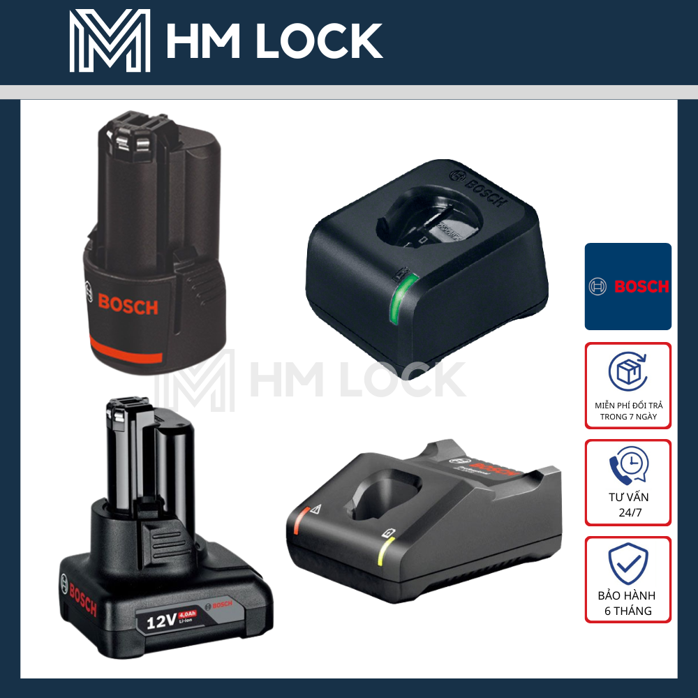 Pin 12v bosch gba 12v 1.5ah, 2.0ah, 3.0ah, 4.0ah và bộ sạc 12v bosch - hàng chính hãng