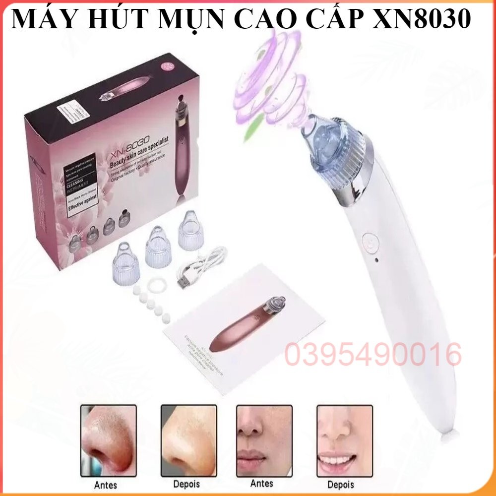 Máy hút mụn đầu đen dụng cụ làm sạch lỗ chân lông XN8030 làm nóng giúp hút mụn cám, mụn đầu đen 4 đầu hút chuyên dụng