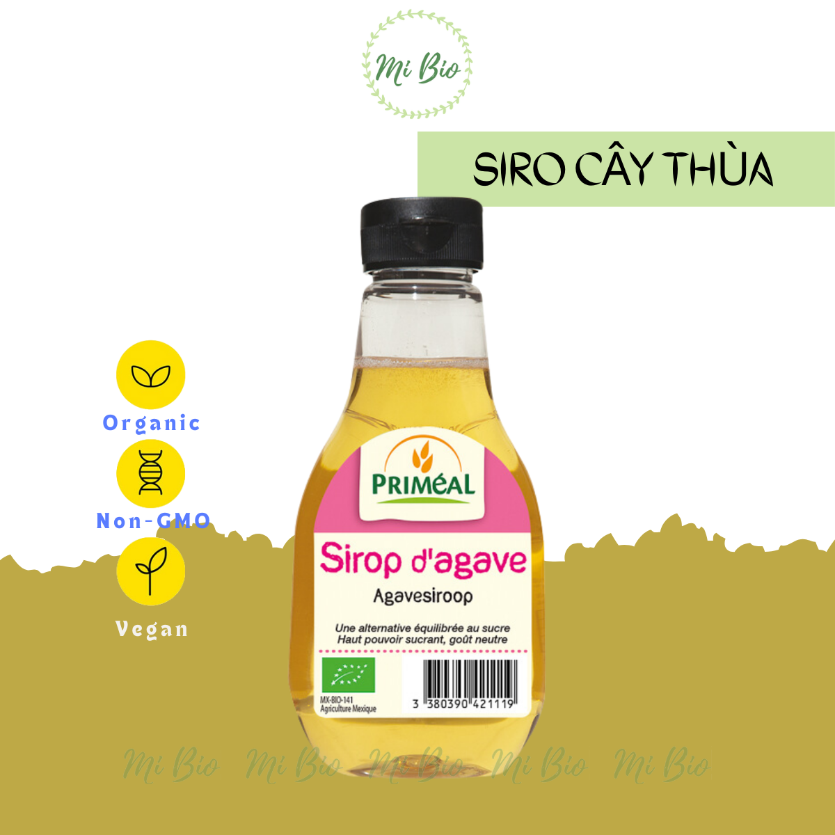Syrup Agave cây thùa hữu cơ 330ml - Primeal