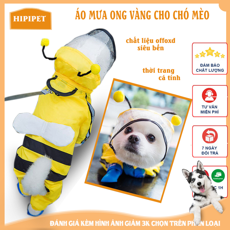 Áo mưa ong vàng cho chó 2 lớp offoxd và lớp lưới thoáng khí chất liệu cao cấp_TCM17