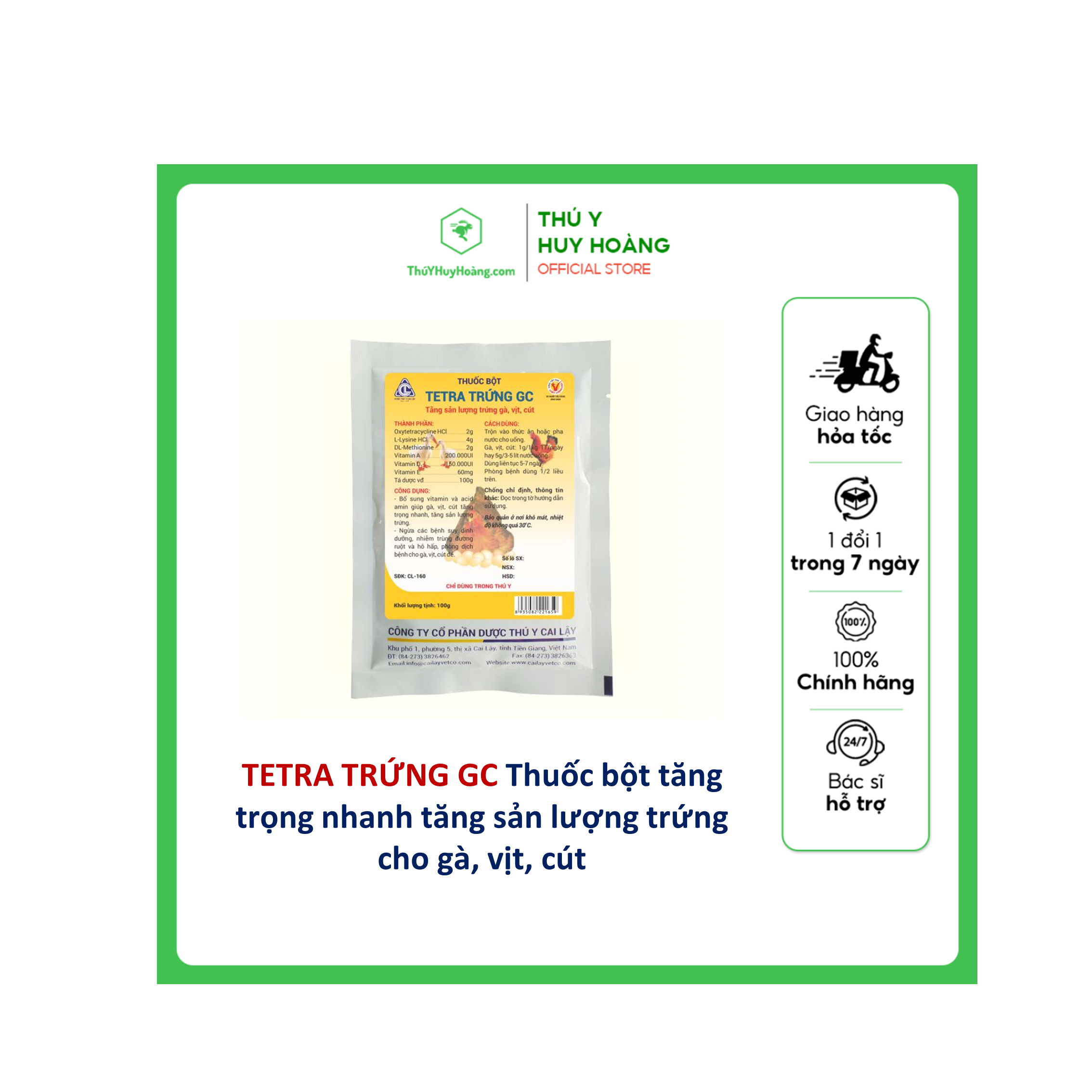 TETRA TRỨNG GC gà vịt cút đẻ sai trứng to