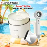 Combo 025 Nồi điện đa năng 1,5L chống dính GR-N15A và Máy sấy tóc ion âm 4 chế độ gió tốc độ cao màu trắng HD-M01C - Bảo hành 12 tháng1 đổi 1