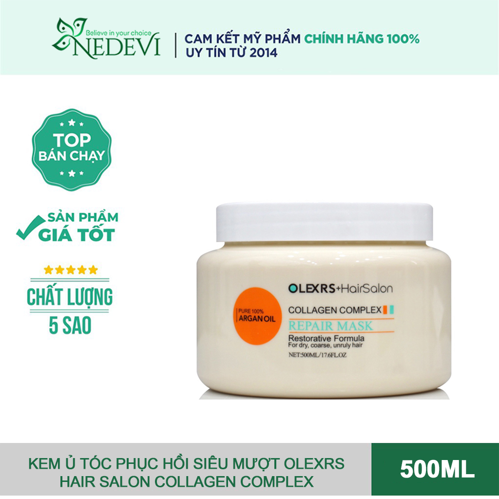Kem ủ tóc phục hồi siêu mượt Olexrs Hair Salon Collagen Complex 500ml