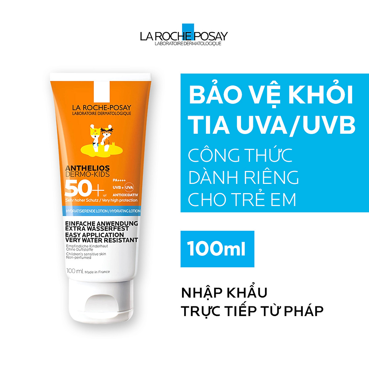 [HCM]Kem Chống Nắng Dạng Sữa Dành Cho Trẻ Em Spf50+ Uvb & Uva La Roche-Posay Anthelios Dermo Kid 100Ml