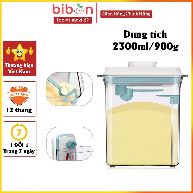 Hộp Đựng Sữa Bột Kín Khí Cho Bé Bibon cao cấp, Hộp Lưu Trữ Thực Phẩm Với Dụng Cụ Cạo hình chữ nhật, hộp đựng thức ăn chống ẩm