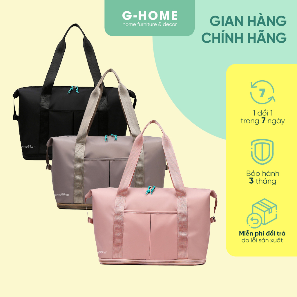 Túi xách du lịch 2 tầng có thể thu gọn thông minh Ghome túi gài vali vải oxford siêu bền chống thấm 3 màu DL23M15