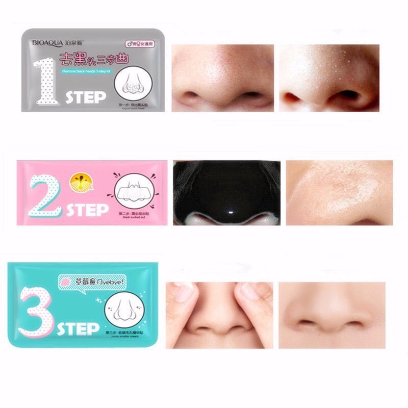 Lột mụn đầu đen, lột mụn mũi 3 bước bioaqua