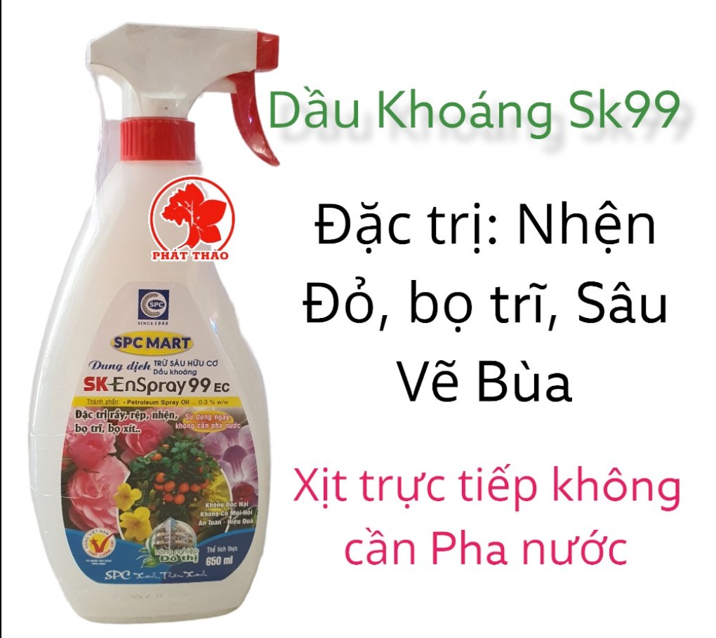 Sản phẩm sk pray 99ec chai 650ml, xịt trực tiếp trừ nhện đỏ, bọ trĩ