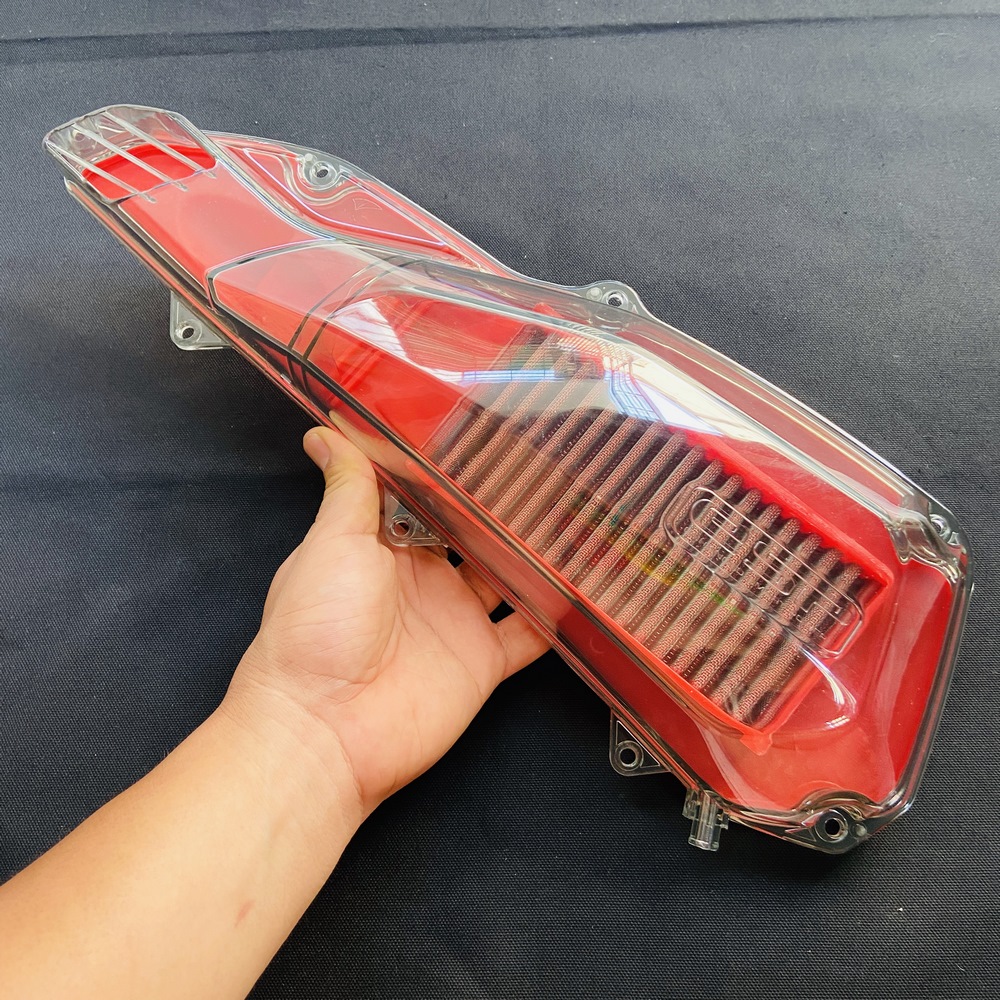 [XUYÊN THẤU] ỐP PÔ E TRONG SUỐT KẾT HỢP LỌC GIÓ LƯỚI THÉP ĐỘ MÀU ĐỎ TRANG TRÍ XE VISION 2015 ĐẾN VISION 2019 KHÔNG ĐỤNG HÀNG (MÀU KHÓI TRONG SUỐT)