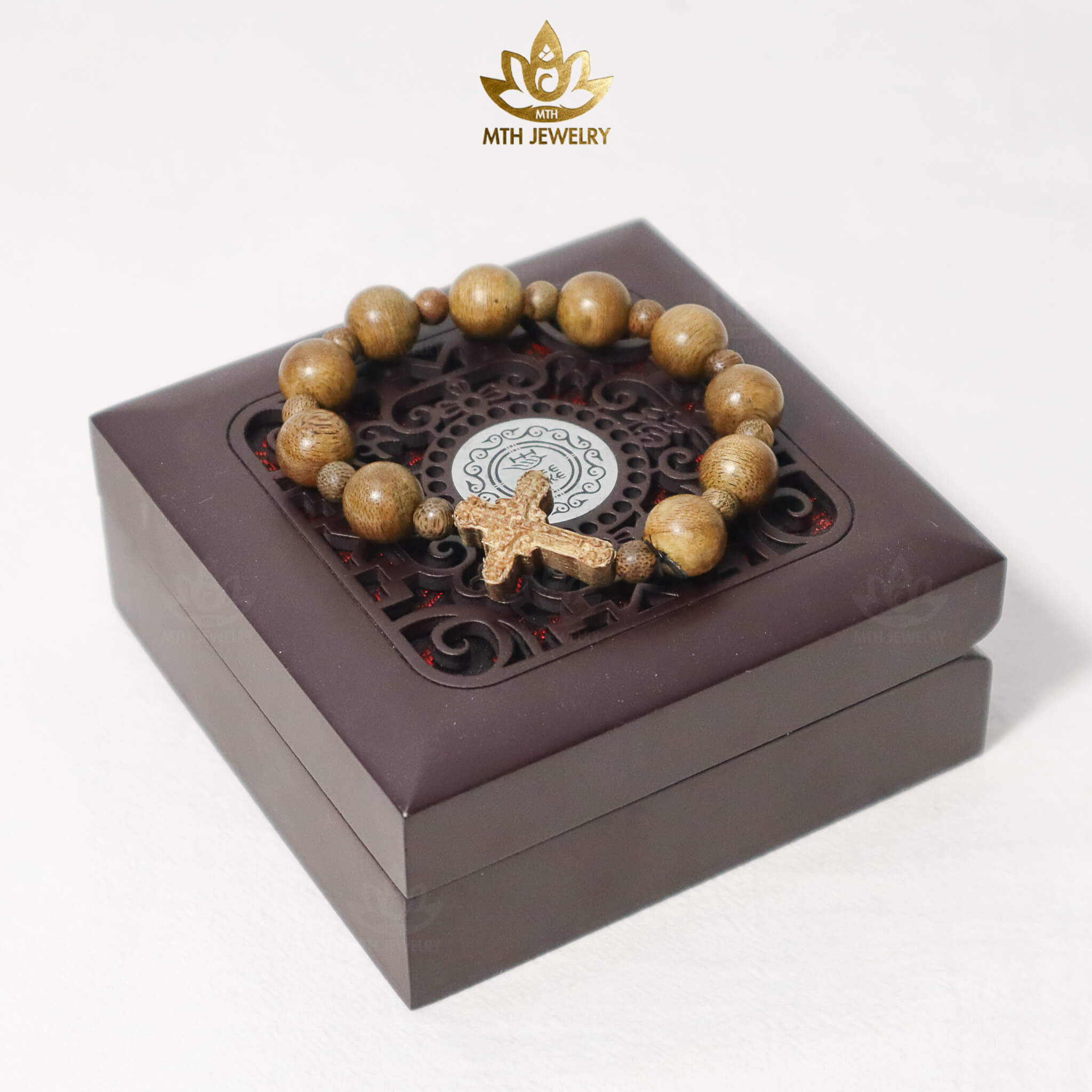 Vòng tay chuỗi hạt trầm hương mân côi 12mm trầm tốc việt - mth jewelry