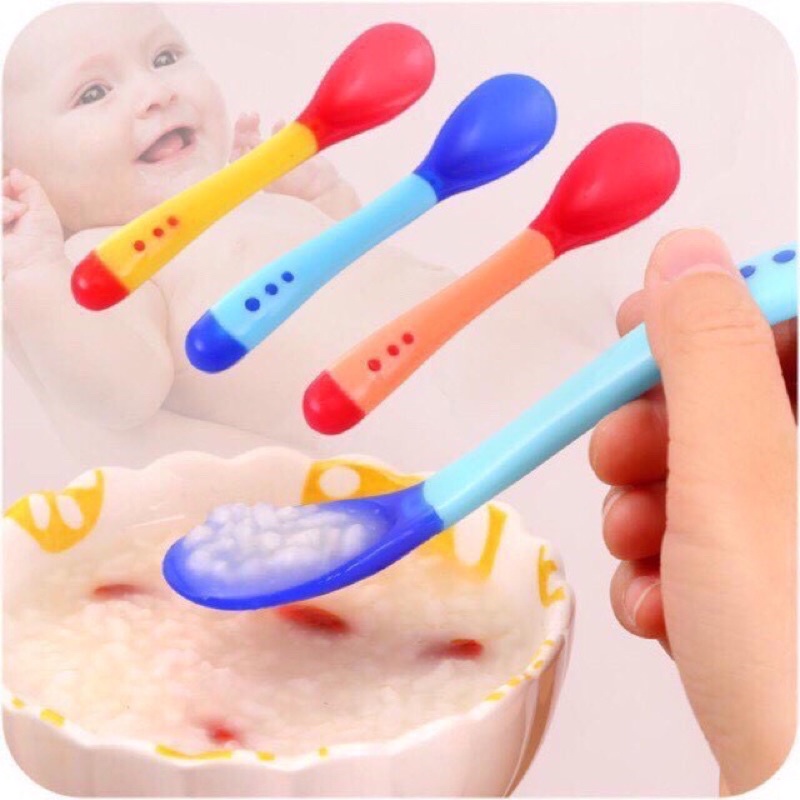 Muỗng báo nóng, thìa báo nóng giá rẻ cho bé ăn dặm