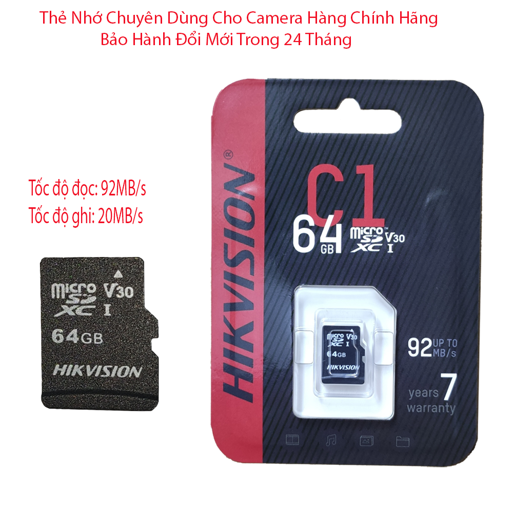 Thẻ Nhớ Camera Hikvision 64Gb Class 10 Box đen