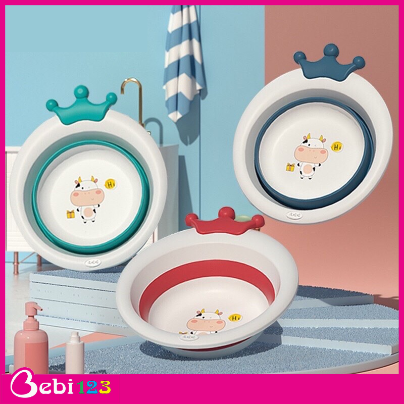 Thau Chậu Rửa Mặt Gấp Gọn Hình Chú Bò Sữa , Chó Con , Heo Con Dễ Thương Cho Bé Yêu