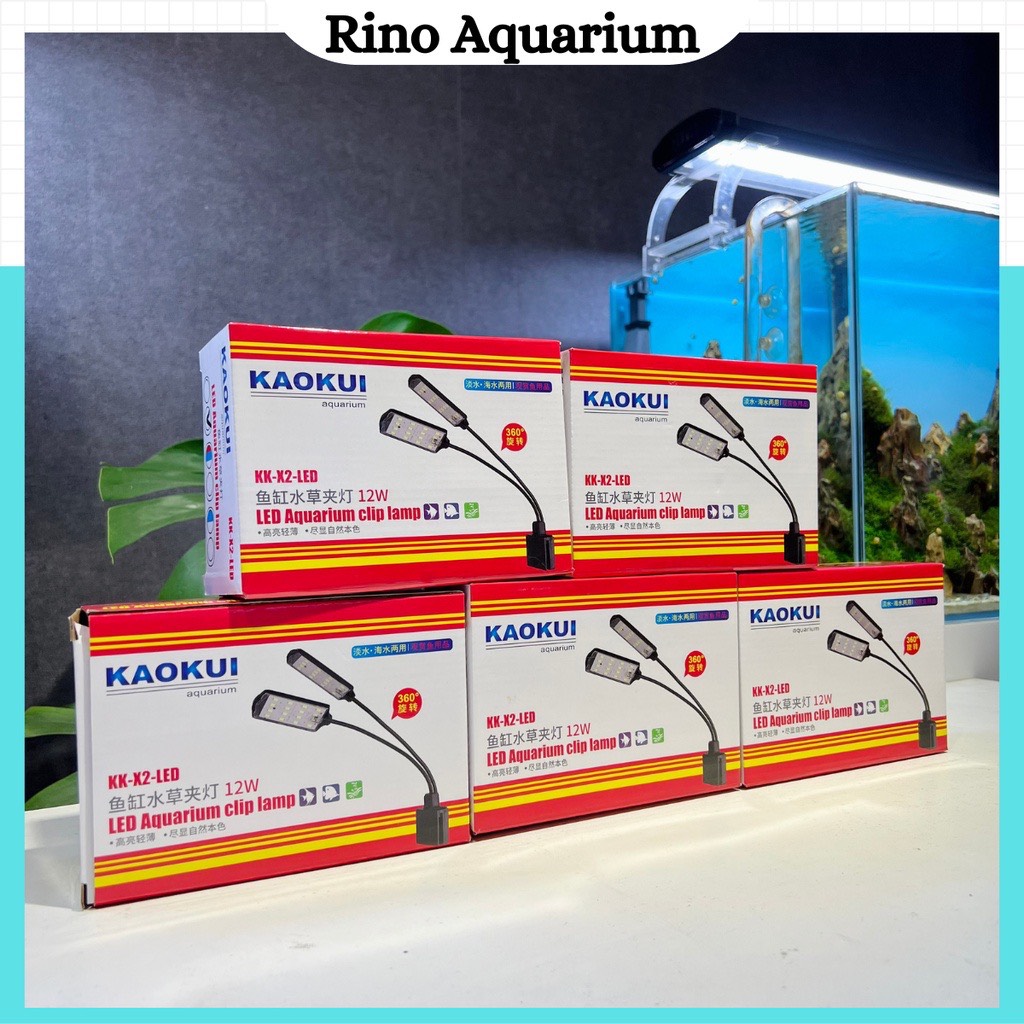 Đèn led kẹp siêu sáng kaokui x2 12w cho hồ cá cảnh, hồ thủy sinh