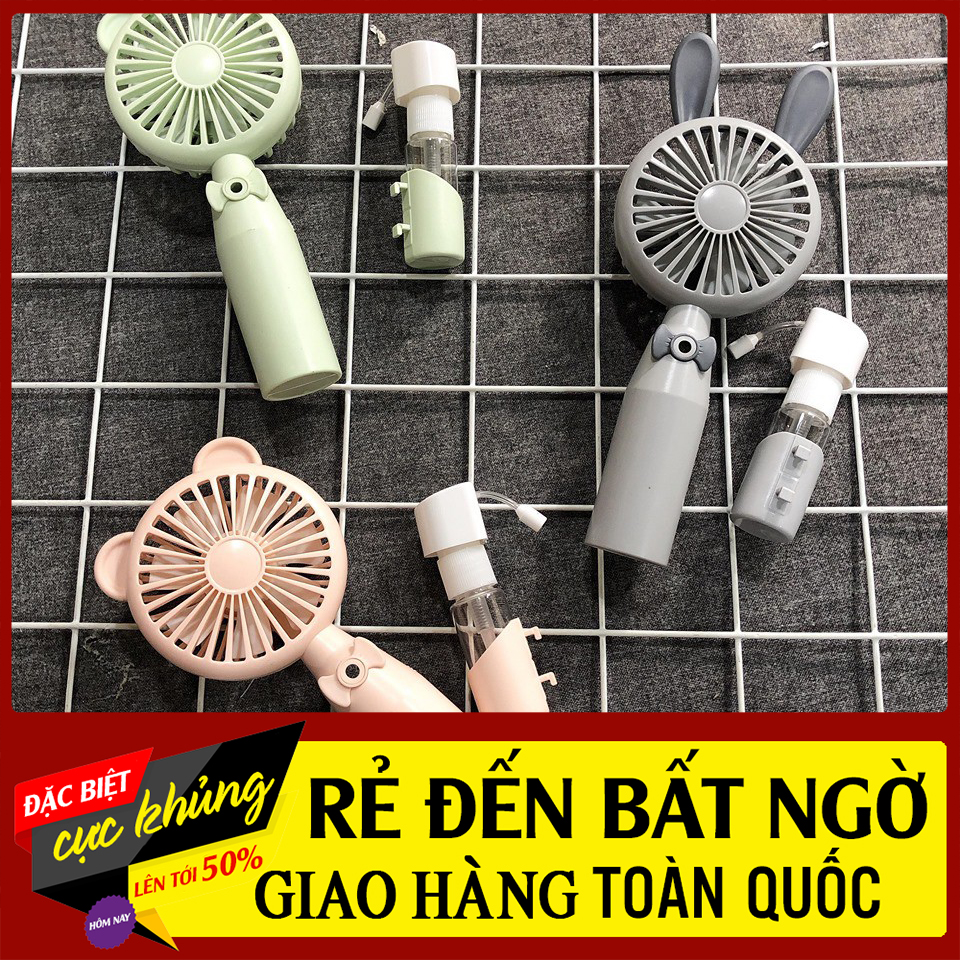 Quạt Phun Sương Cầm Tay Mini - Quạt Cầm Tay Mini Có Tích Hợp Phun Sương Siêu Mát , Đứng Được