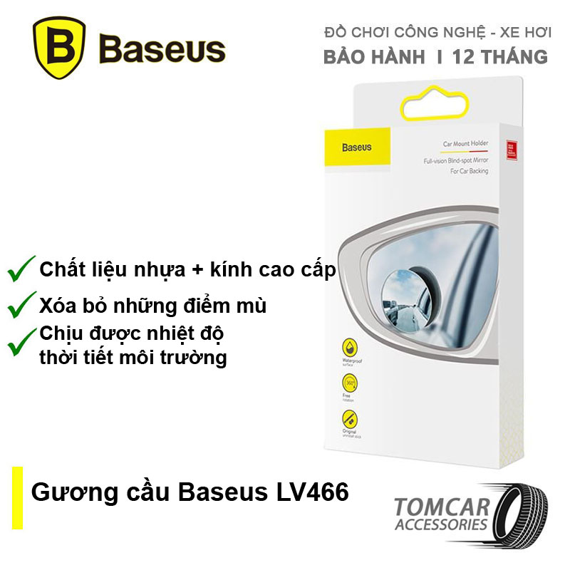 Gương cầu Baseus LV466-bộ 2 gương cầu lồi mở rộng góc quan sát cho tài xế, thiết kế để cho phép người lái xe có thể quan sát phía sau