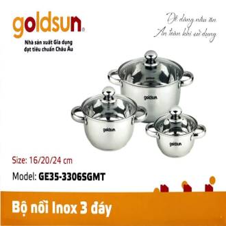 Bộ nồi inox 3 đáy goldsun ge35-3306sgmt