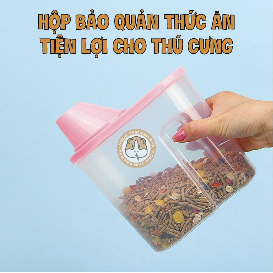 Hộp đựng thức ăn cho thú cưng tiện lợi hạt khô, cỏ nén, thức ăn khô hộp đựng thức ăn cho thỏ, bọ ú, chó, mèo, hamster