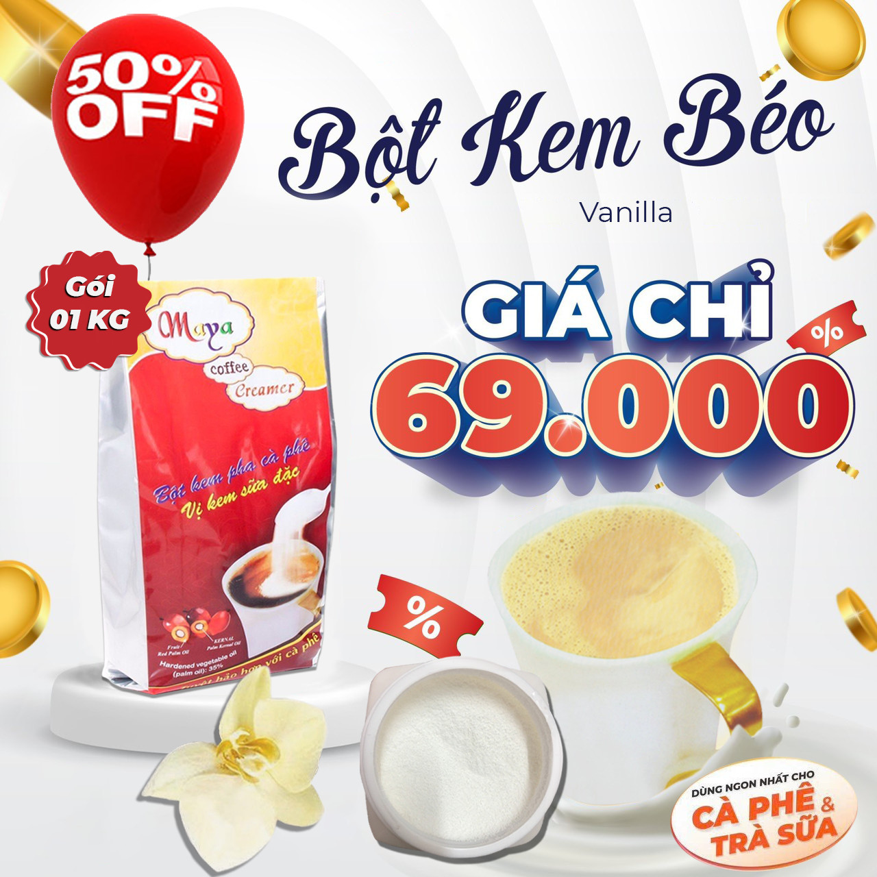 [HCM]Bột kem hương Vanilla - 1kg