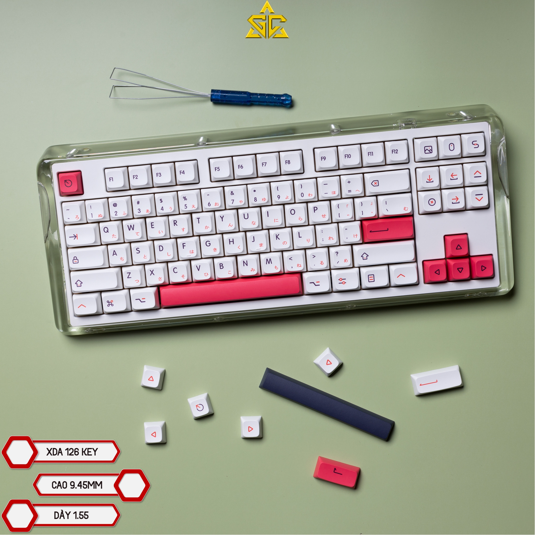Keycap kon momo 126 nút bàn phím cơ profile xda thick pbt