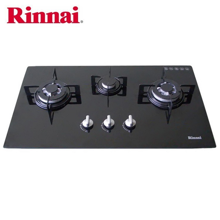 Bếp gas âm 3 lò rinnai rvb-312bg, có đầu hâm, ngắt gas tự động